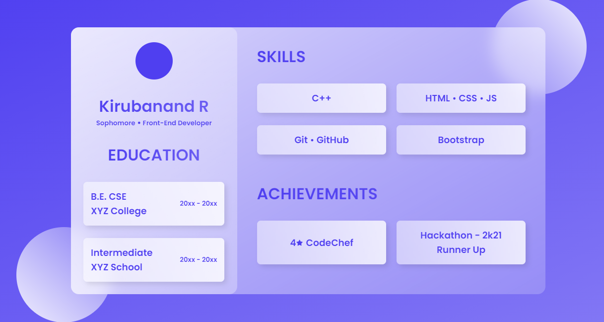 Glassmorphic Profile Card Şablon